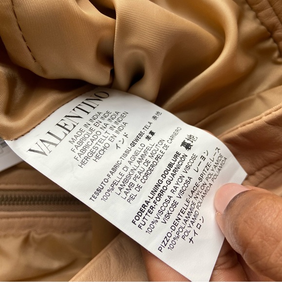 New with tags Red Valentino lamb skin leather tiered ruffle lace Nappa skirt 4 - Picture 13 of 15